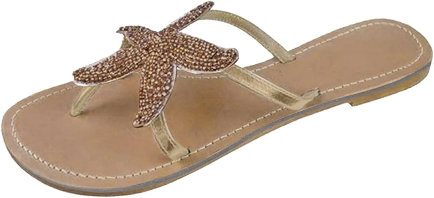 Womens Sandals Cute Sandal for Women Cute Starfish Flat Sandals Bohemian Summer Flip Flops Beach Casual Shoes 2025