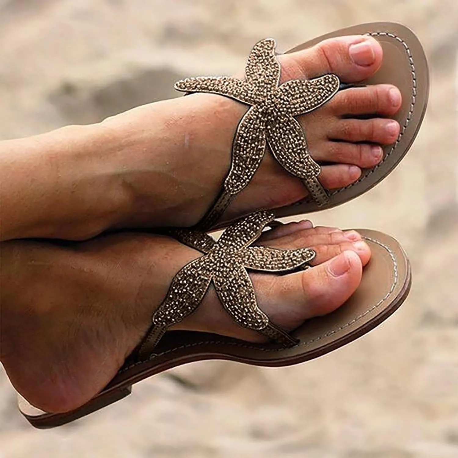 Womens Sandals Cute Sandal for Women Cute Starfish Flat Sandals Bohemian Summer Flip Flops Beach Casual Shoes 2025