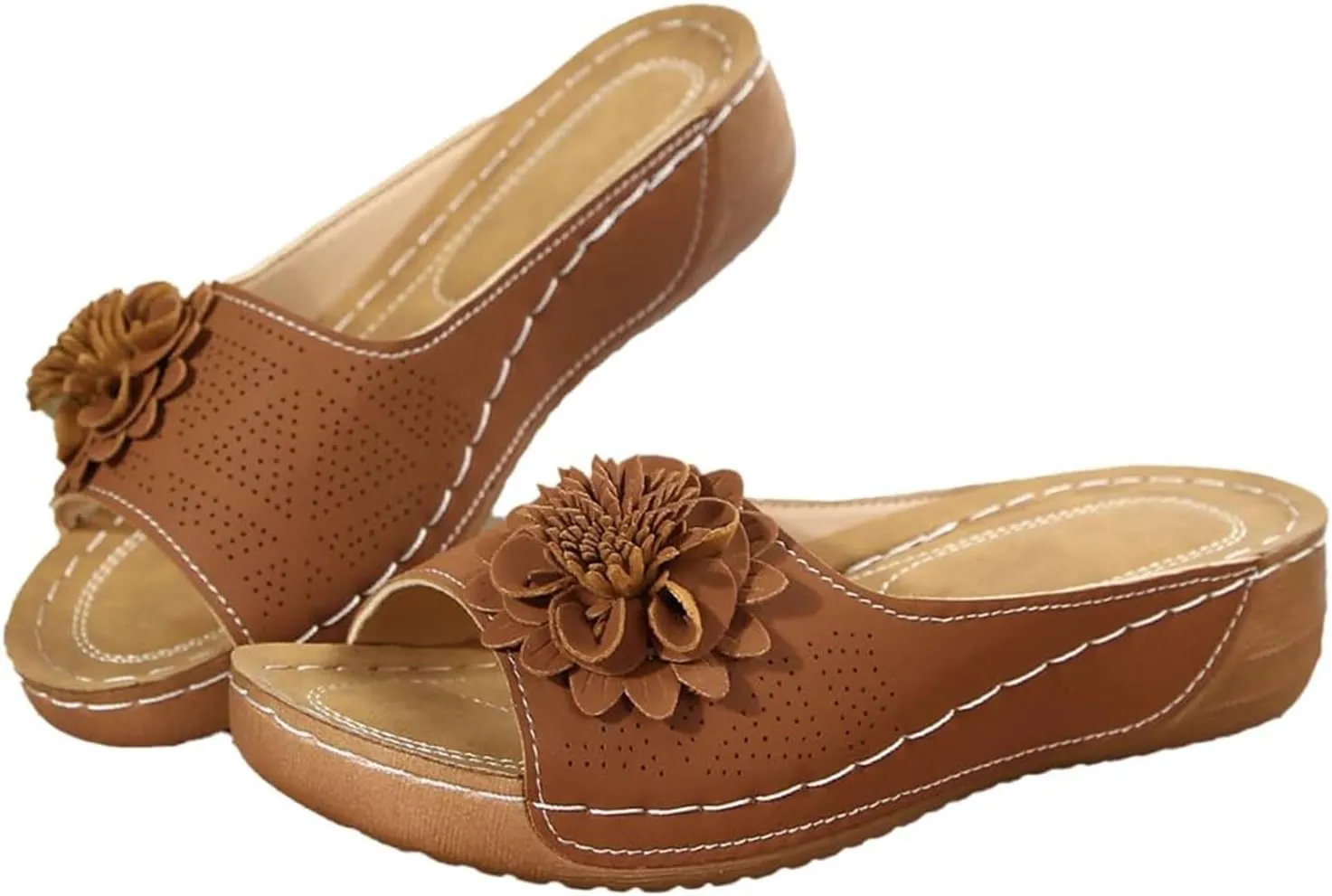 Women's Sandals Open Toe Flowers Arch Support Orthopedic Sandals Wedge Platform Roman Slippers Casual Summer Comfortable Beach Shoes