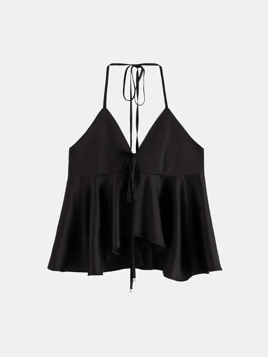Women's Sexy Flowy Ruffle Spaghetti Strap Y2k Peplum Halter Top