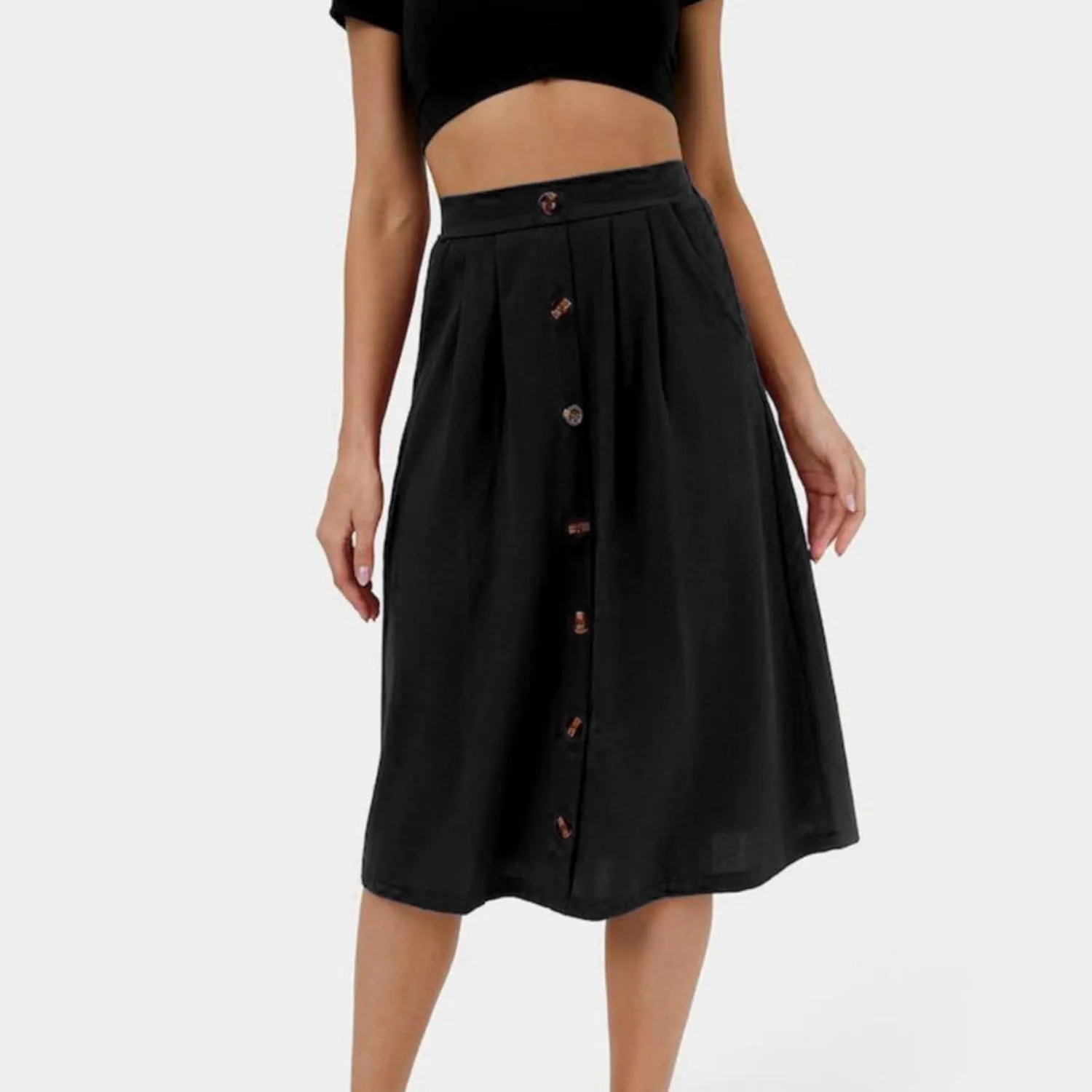 Womens Short Skirt 2024 Women Casual Skirts Frill Tie Waist A Line Midi Skirt With Pockets White Pleated Skirt
