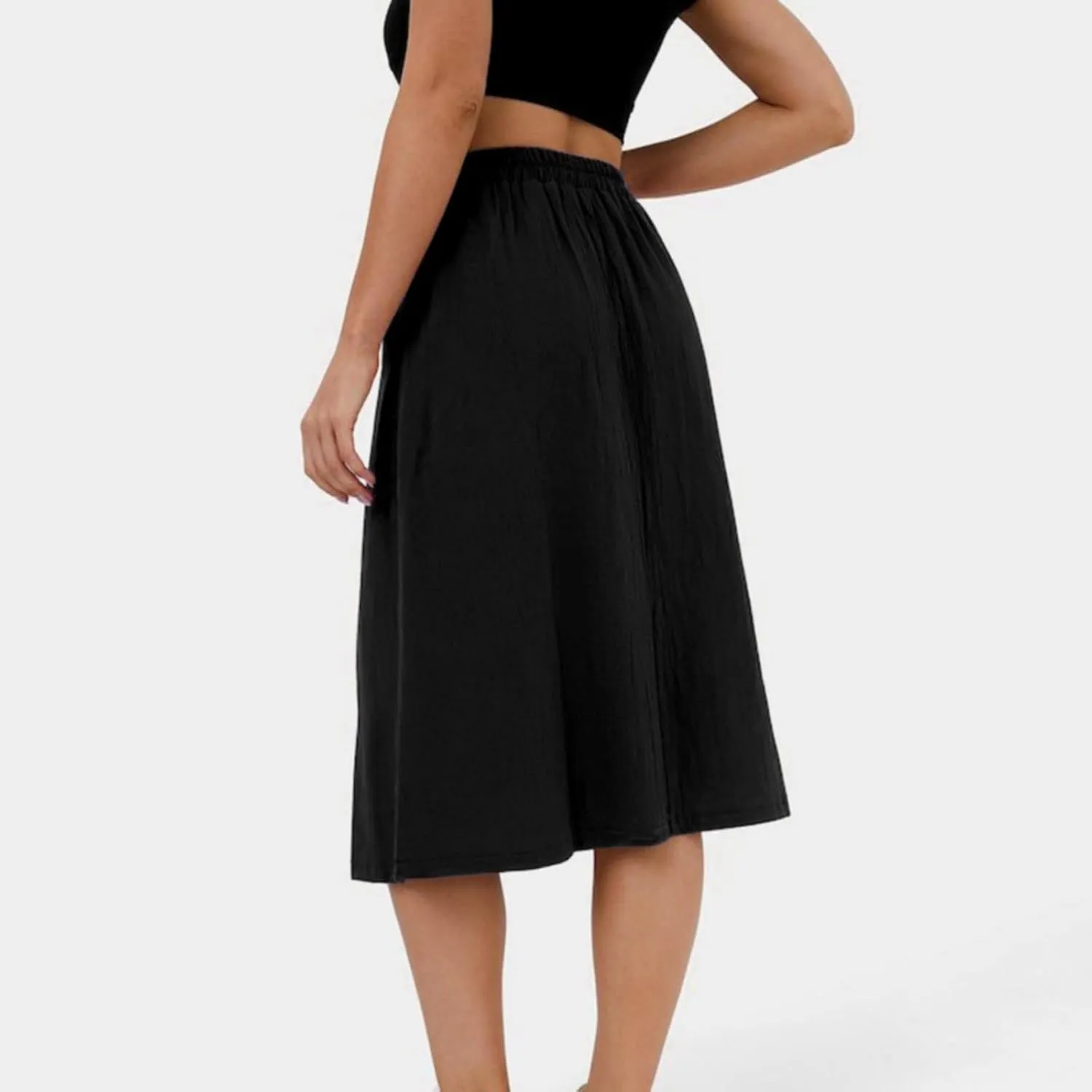 Womens Short Skirt 2024 Women Casual Skirts Frill Tie Waist A Line Midi Skirt With Pockets White Pleated Skirt