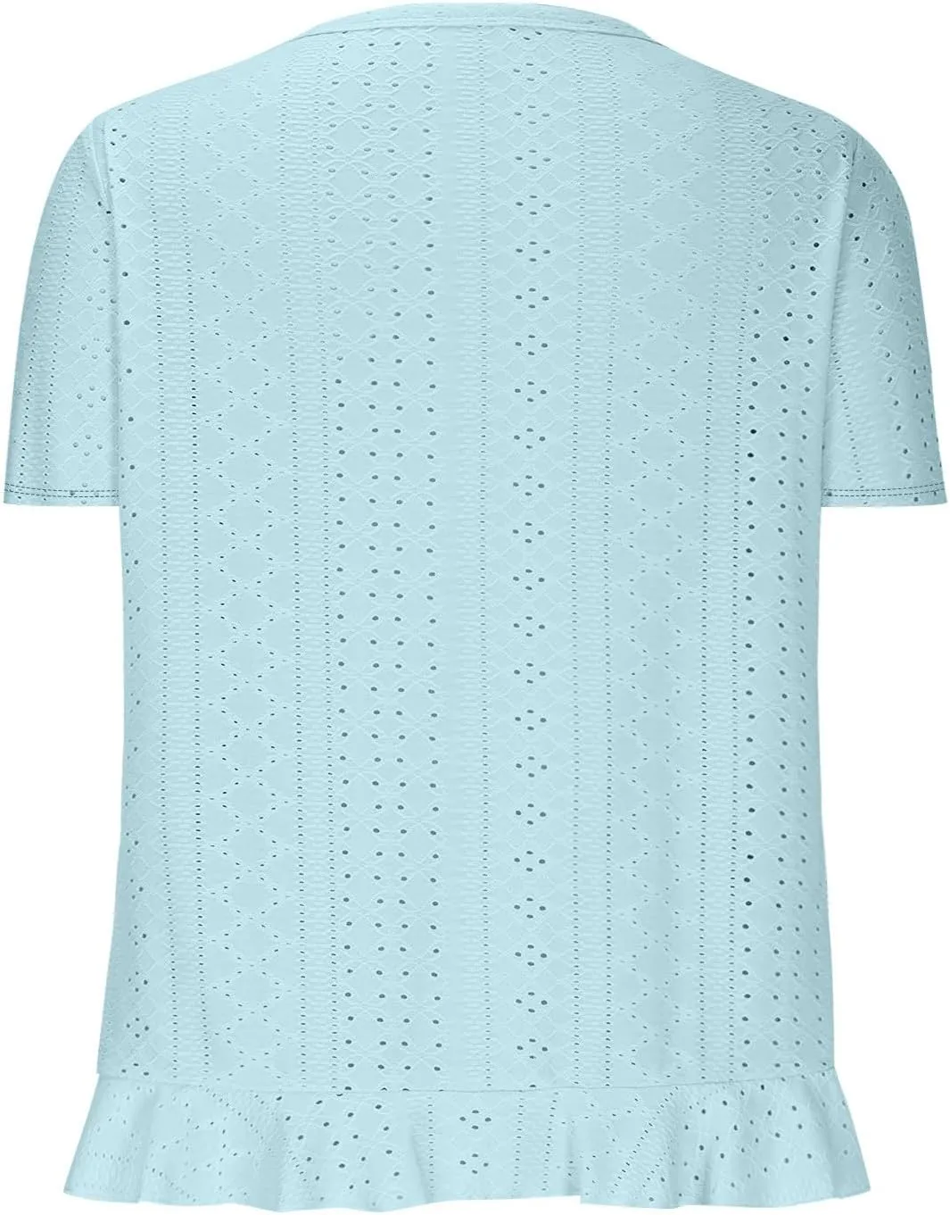 Womens Short Sleeve Eyelet Tops Summer Wrap Ruffled Hem Shirts Trendy Casual Dressy Blouse Boho Outfits