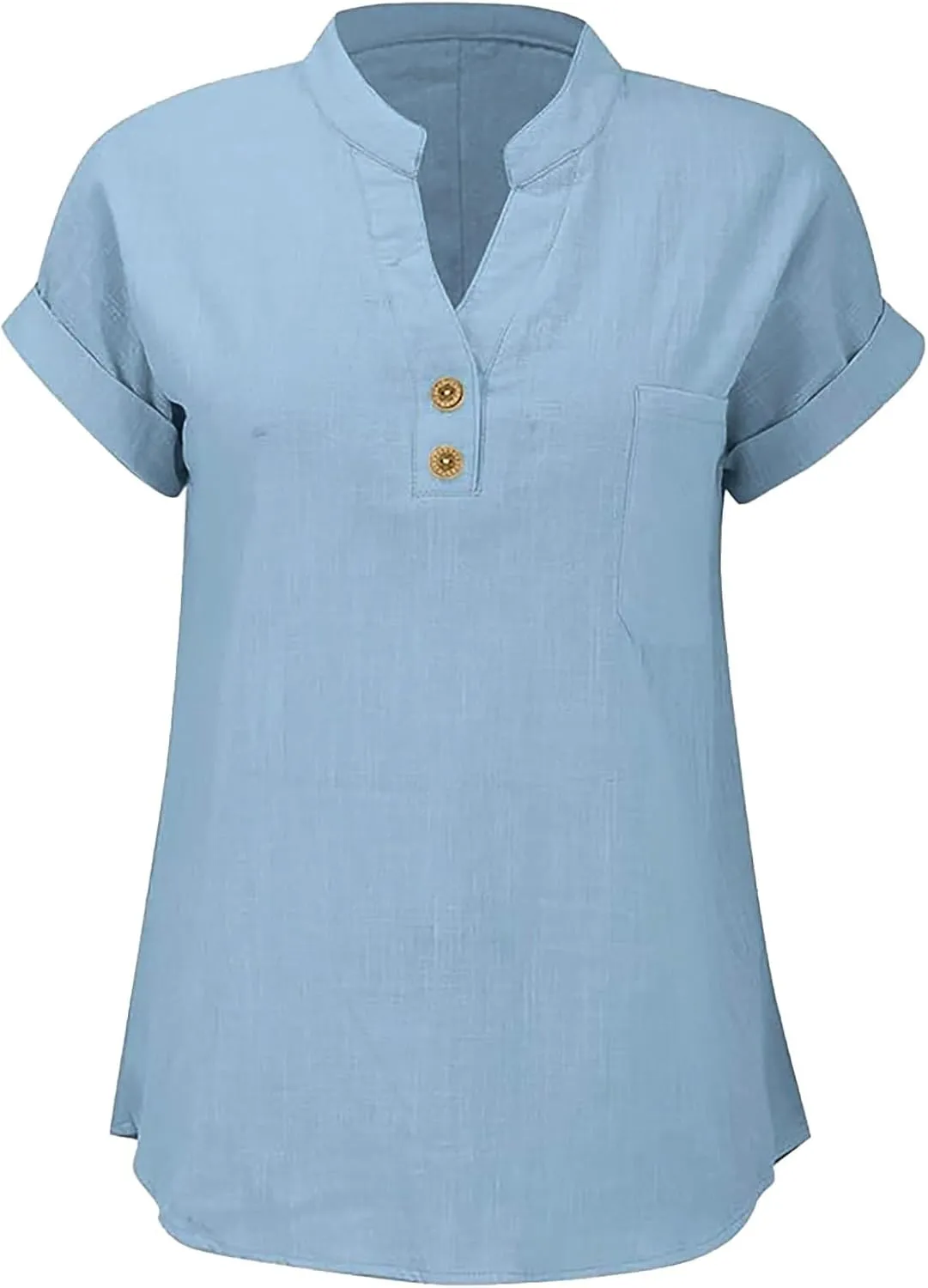 Womens Short Sleeve T-Shirts Summer Cotton Linen Simple Tops Casual Tunic Tee V Neck Basic Workout Clothes Outfits