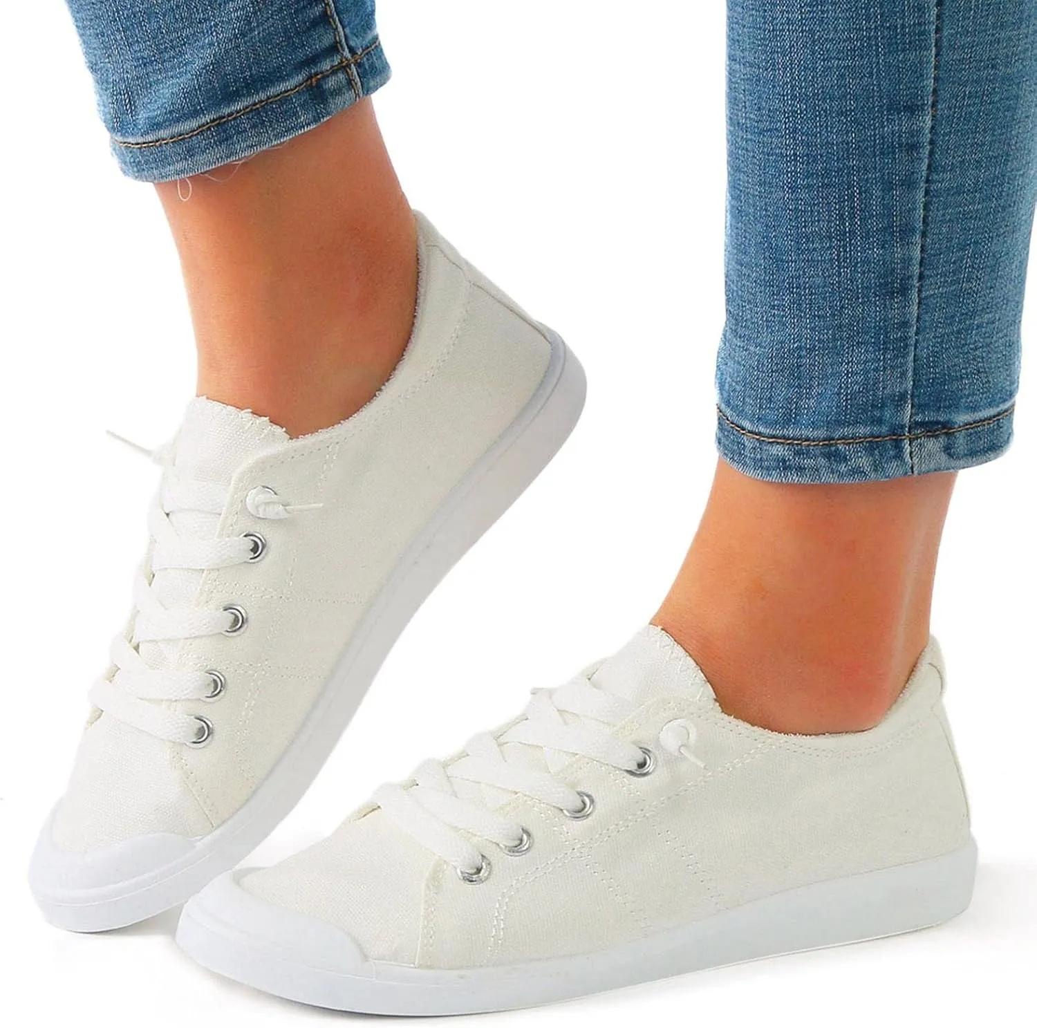 Womens Sneakers Canvas Shoes Low Top Classic Slip On Lightweight Comfortable Fashion Sneakers for Walking