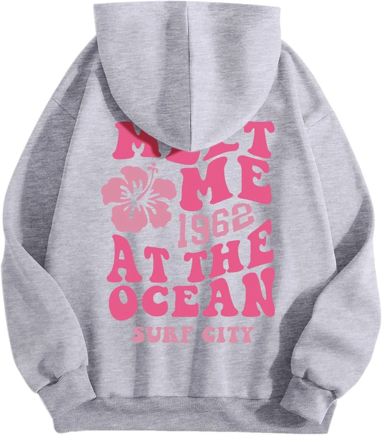 Womens Sweatshirt Graphic Hoodies Letter Print Casual Long Sleeve Drawstring Pullover Tops with Pocket, Medium