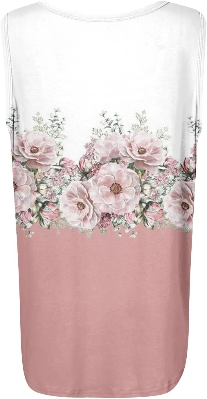 Womens Tank Tops Ruffled Square Neck Printed Shirts 2025 Summer Casual Loose Fit Sleeveless Cute Tanks Tee for Women