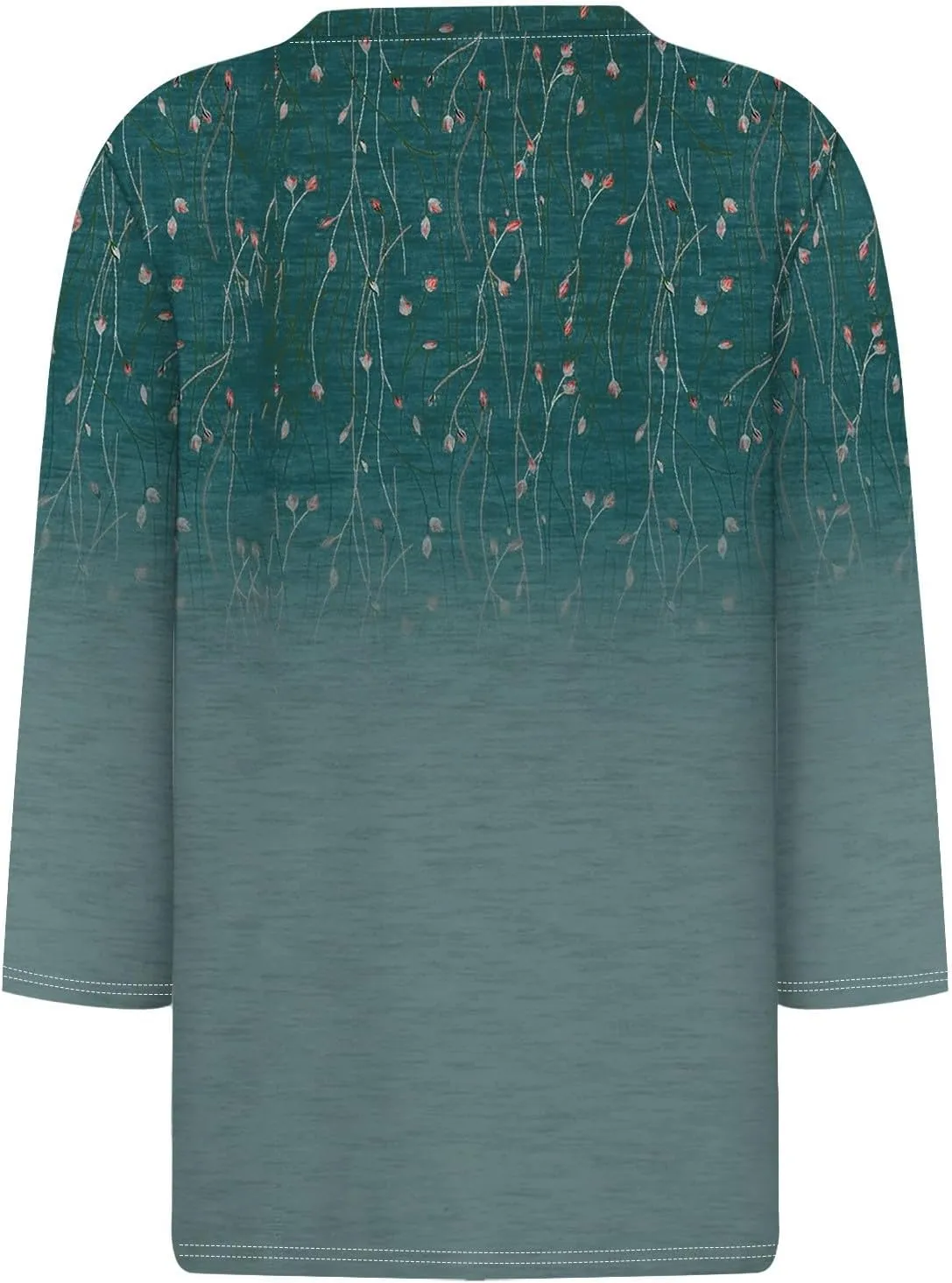 Womens Tops Fashion 3/4 Sleeve Round Neck Shirts Casual Trendy Print Blouses Pleated Front T Shirts