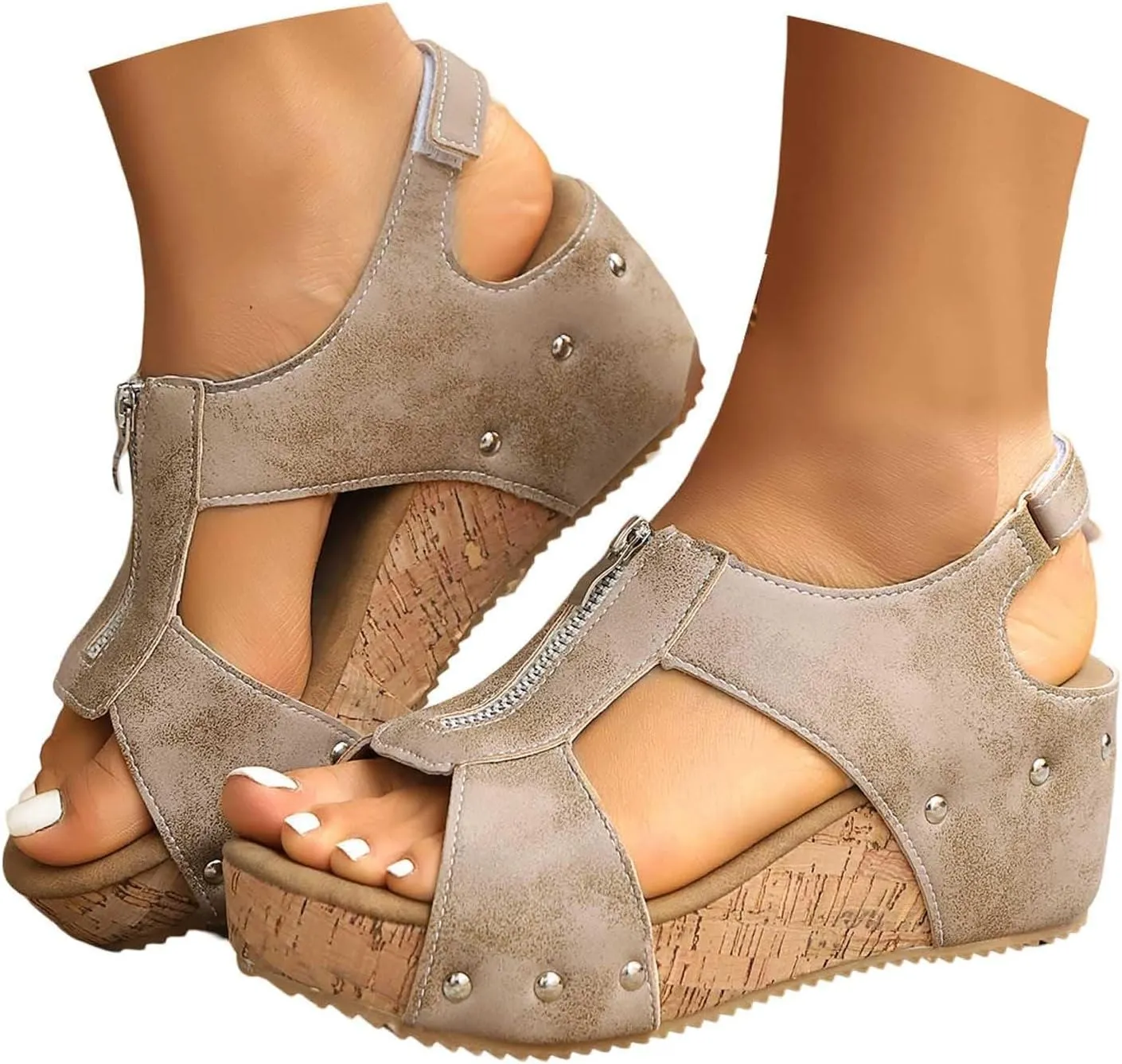 Womens Wedge Sandals Elastic Ankle Straps Open Toe Elegant Thick Soles Comfortable Platform Strap Bohemian Flower Wedges Shoes Beach Flowers Summer Fashion Breathable Dressy Rhinestone Sandal