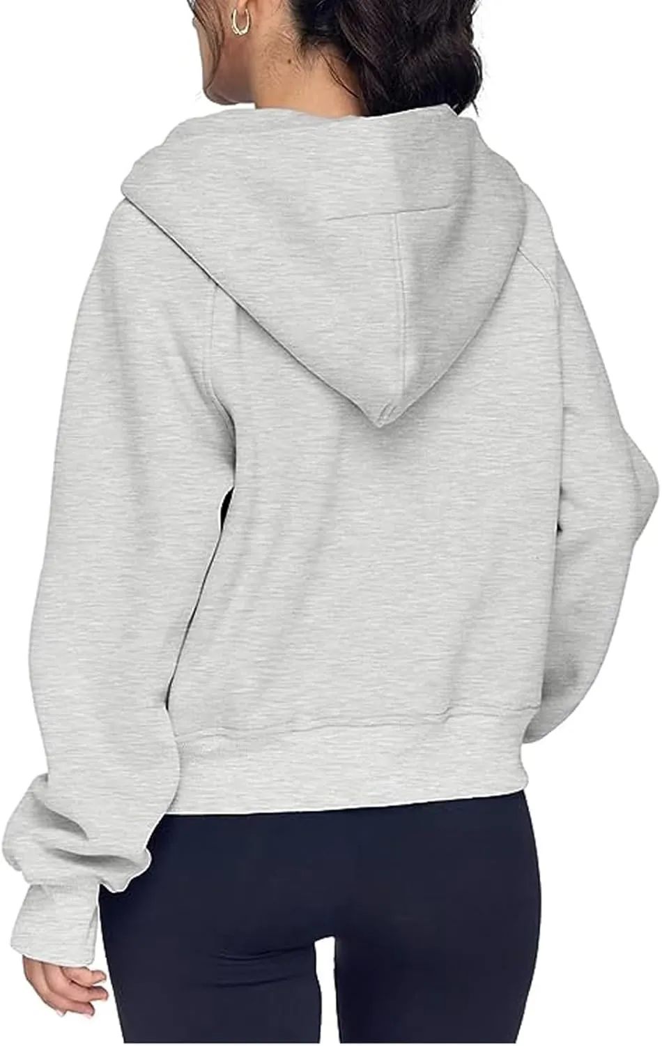 Womens Zip Up Hoodies Fleece Jackets Oversized Sweatshirts Full Zipper Long Sleeve Coats Thumb Hole Pullover Pockets
