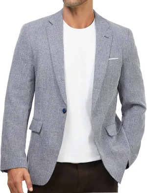 WULFUL Mens Casual Sport Coat Blazer Lightweight One Button Suit Jackets