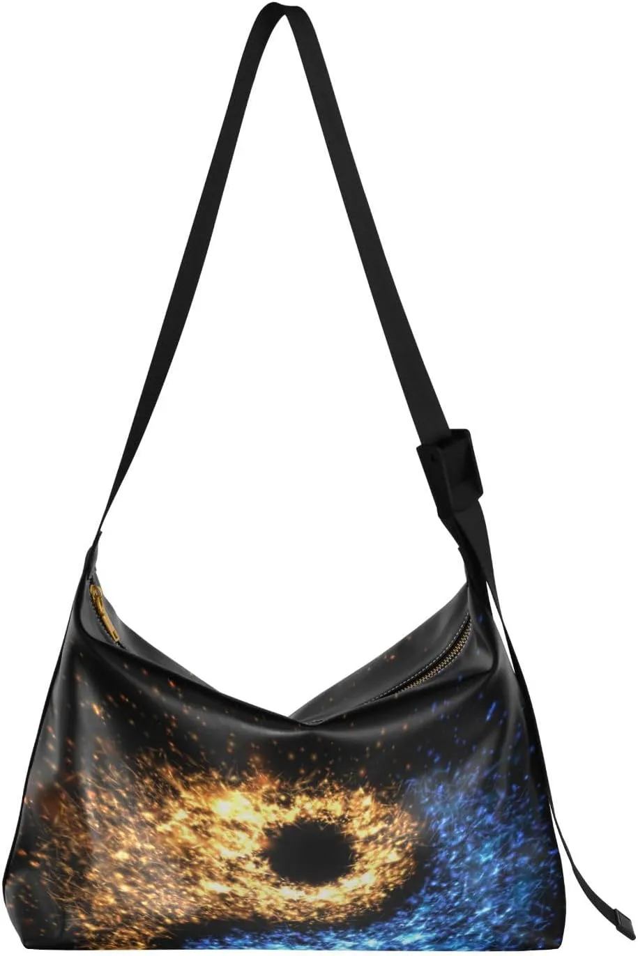 Yin Yang Abstract Hobo Crossbody Bags for Women Leather Large Shoulder Bag Cross Body Fire Water Trendy Womens Tote Bags Handbag for Travel Shopping