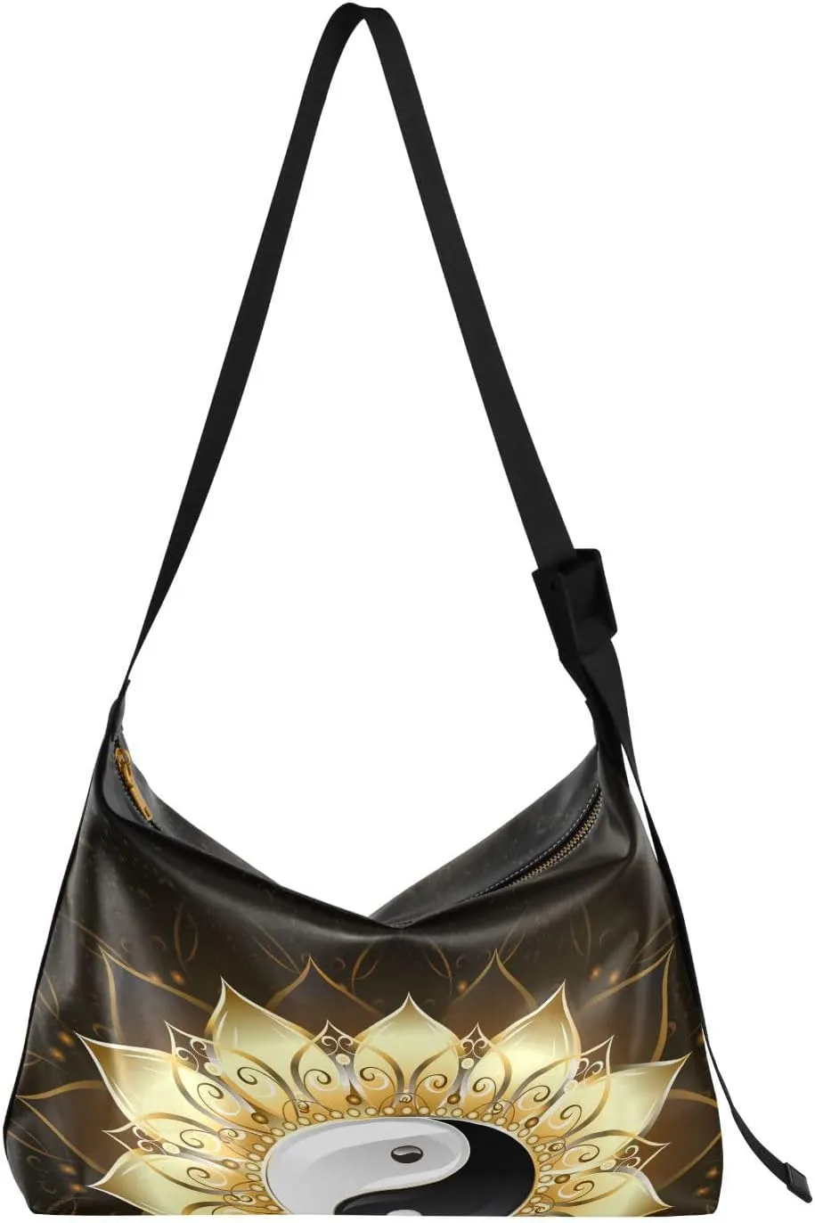 Yin Yang Mandala Hobo Crossbody Bags for Women Leather Large Shoulder Bag Cross Body Ethnic Trendy Womens Tote Bags Handbag for Travel Shopping