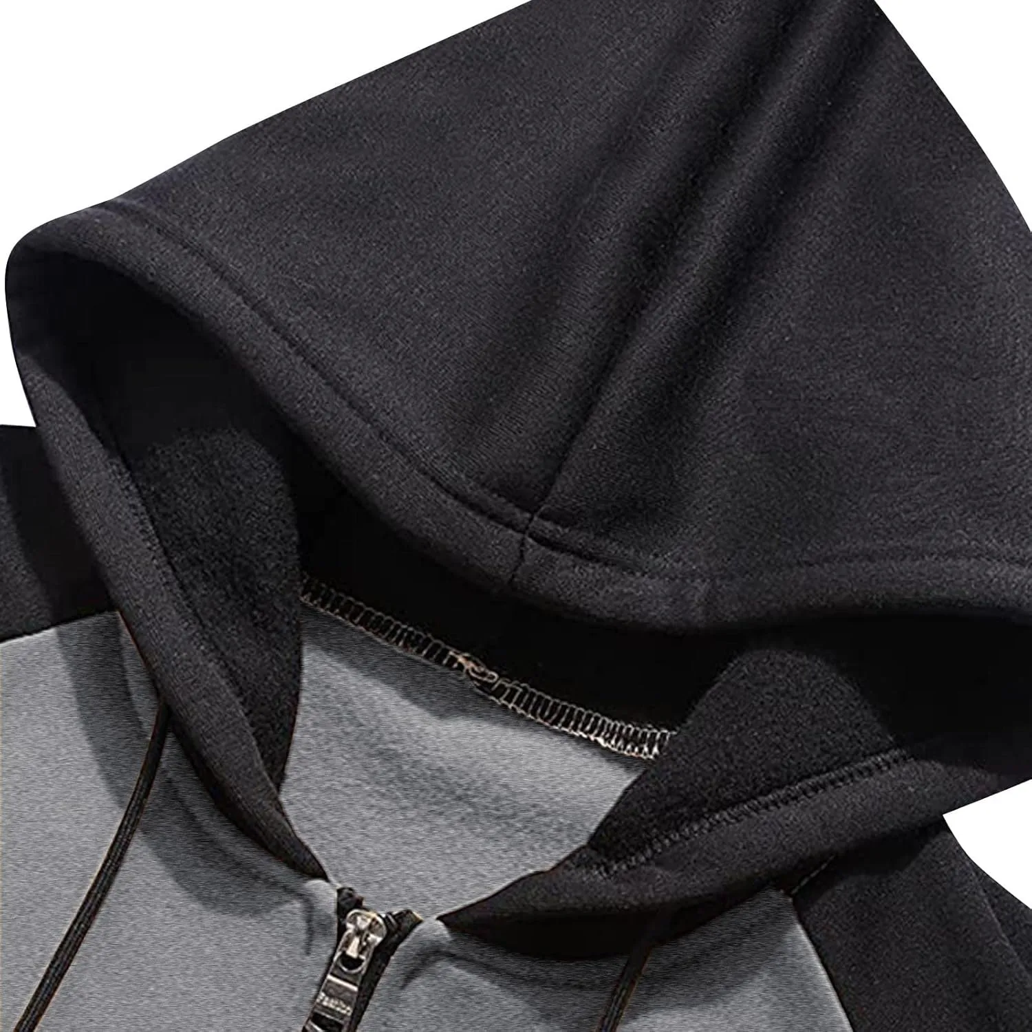 Ymosrh Men's Hoodie Color Contrast Zipper Cardigan Hooded Sweatshirt Plus Size Casual Plush Outwear Hoodies, M-3XL