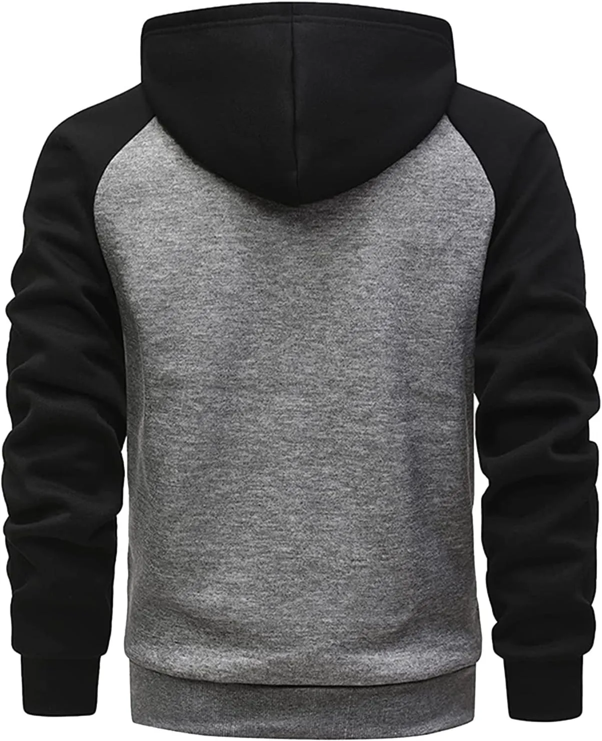 Ymosrh Men's Hoodie Color Contrast Zipper Cardigan Hooded Sweatshirt Plus Size Casual Plush Outwear Hoodies, M-3XL
