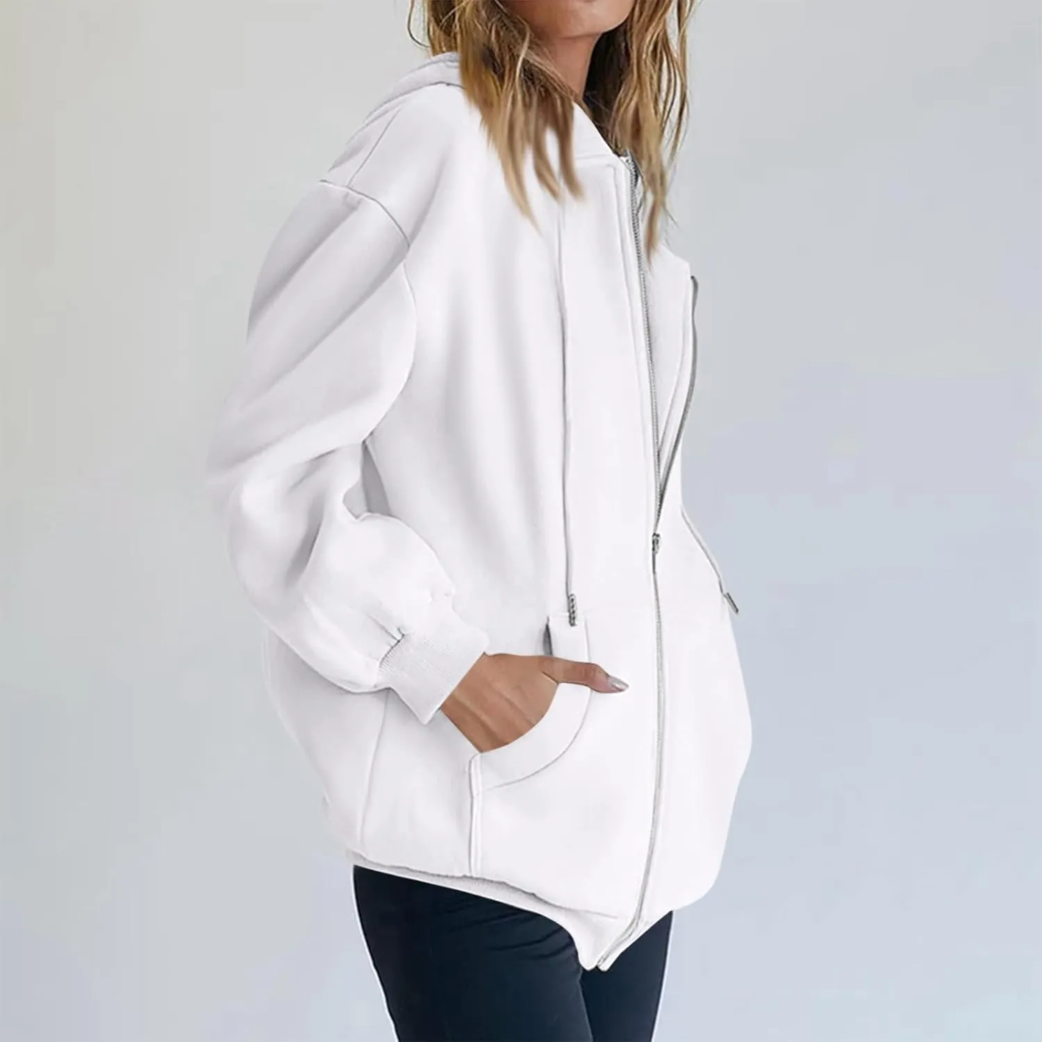 Zip Up Hoodie Women Oversized Y2k Jacket Lightweight Fall Jackets Streetwear Hoodies Long Sleeve Sweatshirts