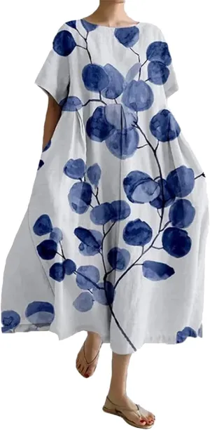 ZYXTIM Maxi Dresses for Women 2024 Trendy Casual Summer Dresses Elegant Floral Printed Solid Loungwear Dress Vacation Outfits